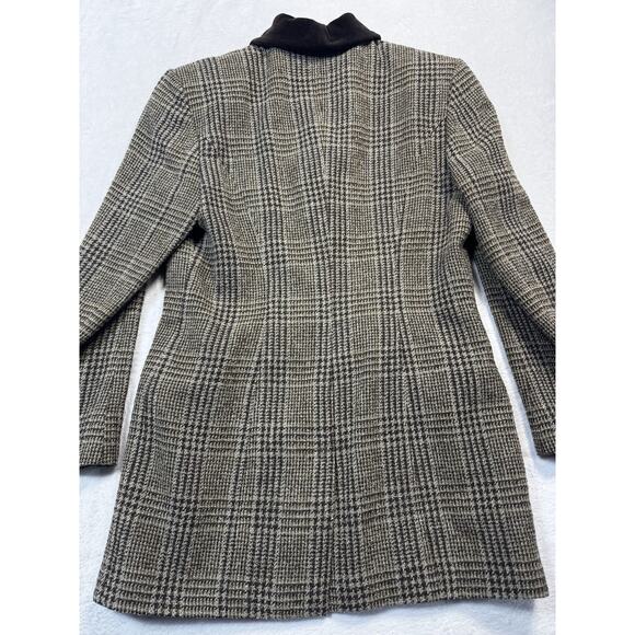 Paul Costelloe Dressage Wool Tweed Blazer Mocha Check Velvet Collar SZ 6 Regal - Picture 4 of 12